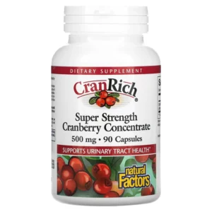 CranRich, Super Strength, Cranberry Concentrate, 500 mg hộp 90 viên của Natural Factors