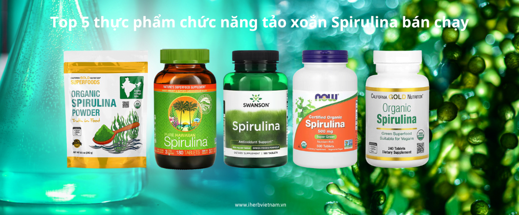 Top 5 thực phẩm chức năng tảo xoắn Spirulina bán chạy nhất trên iHerb. 1 Top 5 thuc pham chuc nang tao xoan Spirulina ban chay