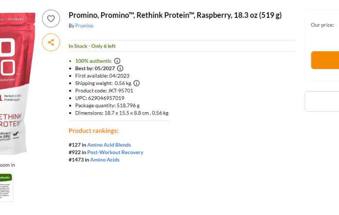 Promino Nutritional hợp tác với iHerb để phân phối Promino™ và Rejuvenate Muscle Activator™ 5 promino