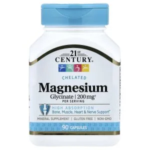 21st Century, Chelated Magnesium Glycinate, 90 Capsules, 100 mg per Capsule