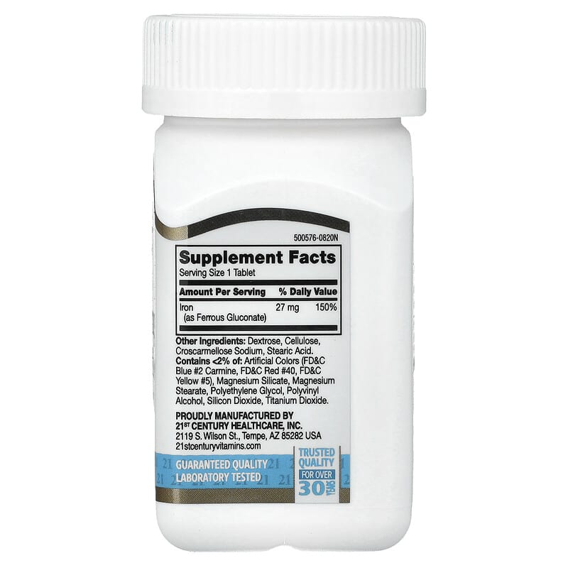 Review High Potency Iron của 21st Century có tốt không? 2 21st Century High Potency Iron 27 mg, 110 Easy to Swallow Tablets