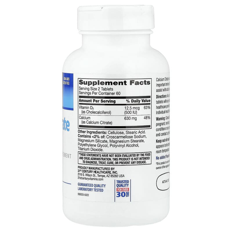 21st Century Calcium Citrate Maximum D3 120 Tablets