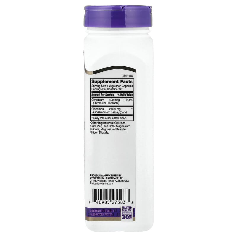 Đánh giá chi tiết Cinnamon Plus Chromium của 21st Century: Hỗ trợ đường huyết hiệu quả 2 21st Century Cinnamon Plus Chromium 120 Vegetarian Capsules