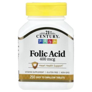 Folic Acid 400 mcg, 250 Easy to Swallow Tablets của 21st Century