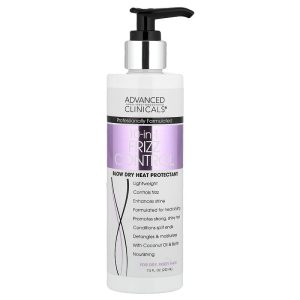 Advanced Clinicals 10-in-1 Frizz Control Blow Dry Heat Protectant for Dry, Frizzy Hair, 7.5 fl oz (222 ml)
