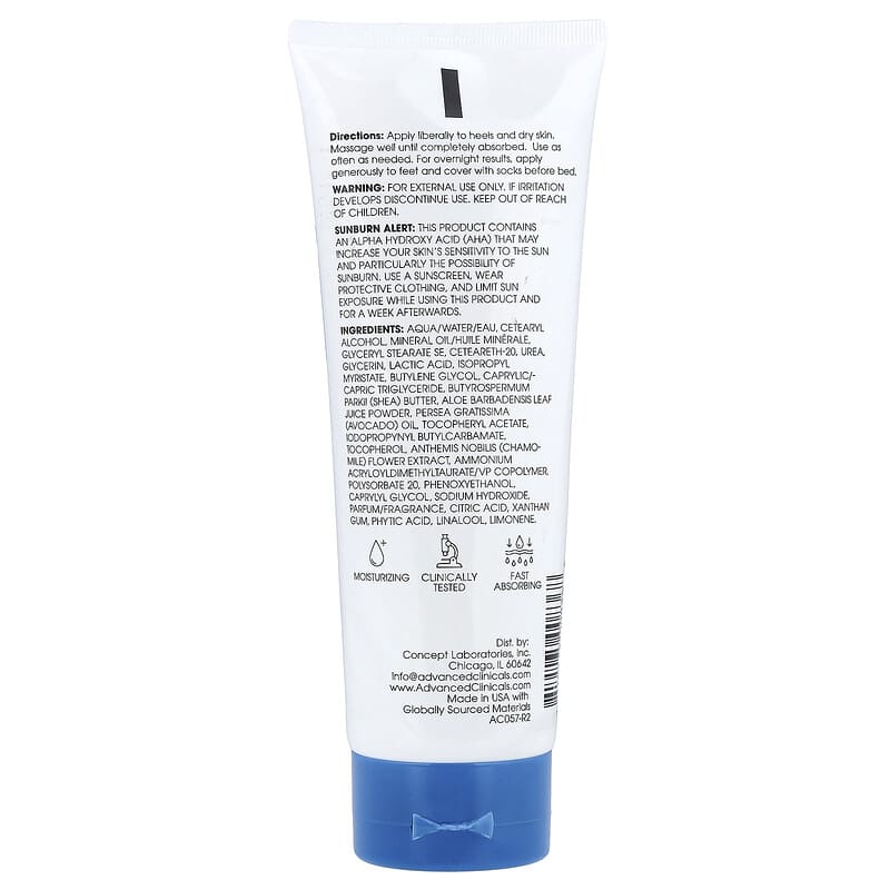 Advanced Clinicals Cracked Heel Rough Spot Cream, 8 fl oz (237 ml)