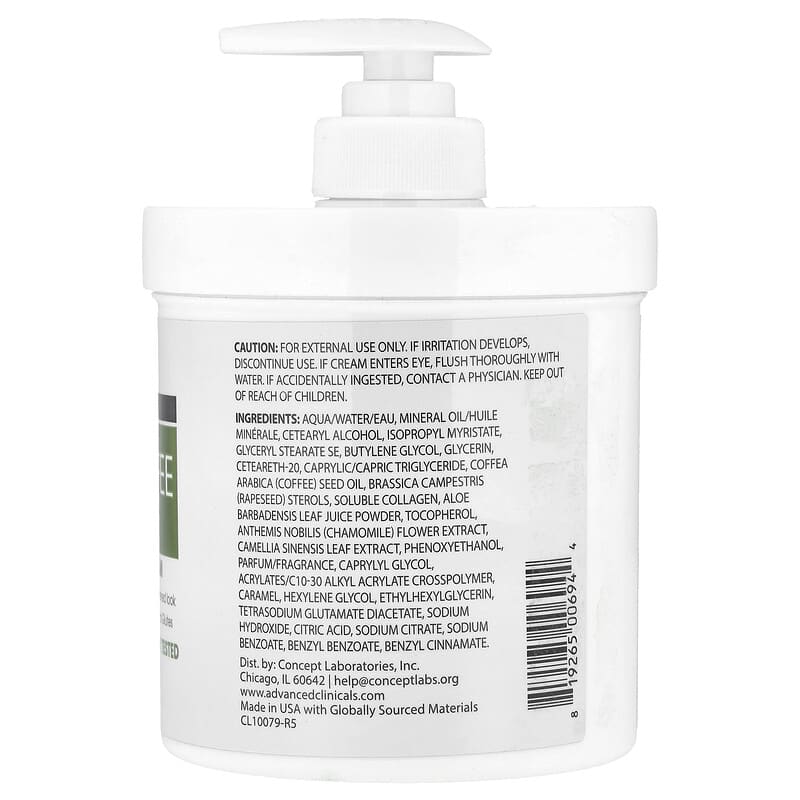 Advanced Clinicals Green Coffee Bean Oil Thermo Firming Cream 16 oz (454 g)