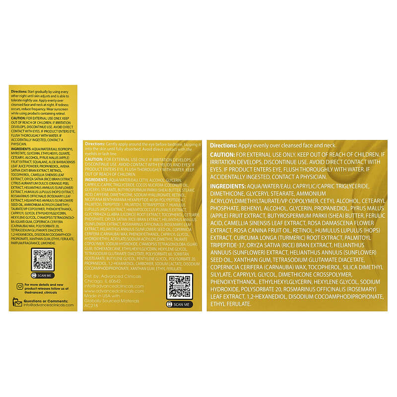 Đánh giá Advanced Clinicals Retinol Rewind Gift Set - Bộ 3 sản phẩm chăm sóc da 2 Advanced Clinicals iHerb Exclusive: Advanced Clinicals Retinol Rewind Gift Set, 3-Piece Set