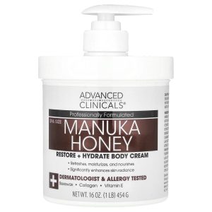 Advanced Clinicals Manuka Honey Restore Hydrate Body Cream 16 oz (454 g)
