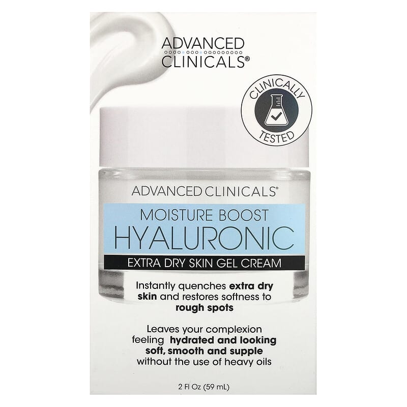 Advanced Clinicals Moisture Boost Hyaluronic Extra Dry Skin Gel Cream, 2 fl oz (59 ml)