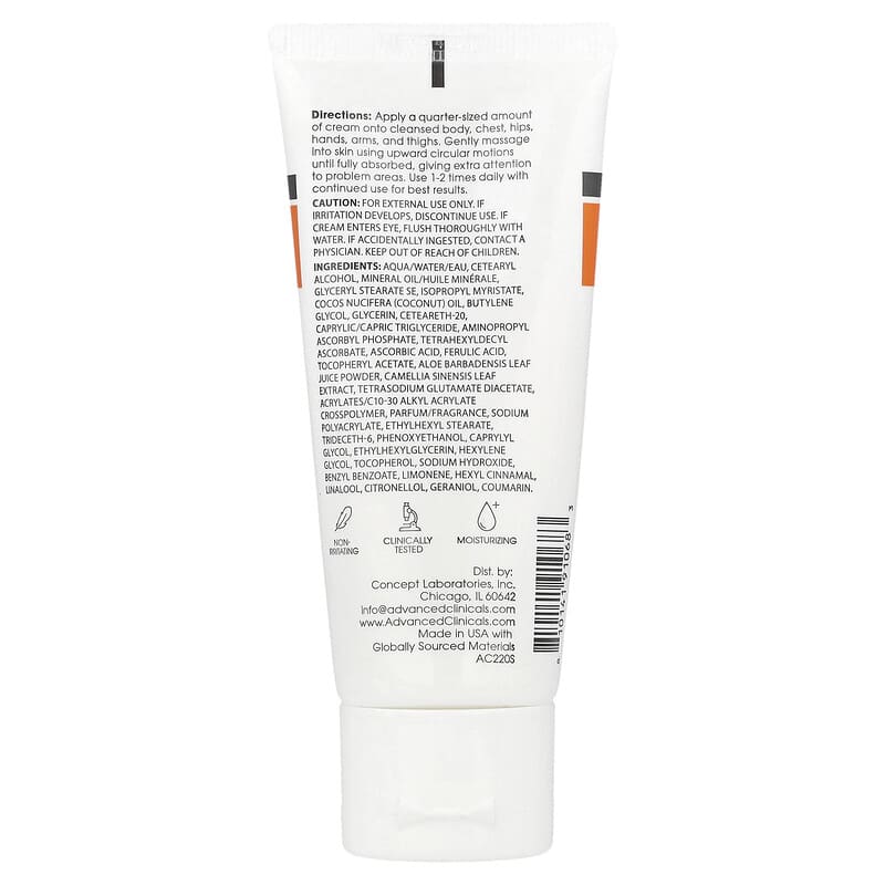 Advanced Clinicals Vitamin C Advanced Brightening Cream, 2 fl oz (59 ml)