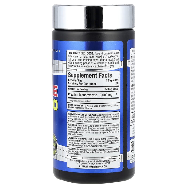 Đánh giá chi tiết Allmax Creatine 3000: Bí quyết tăng cường sức mạnh và hiệu suất tập luyện 2 Allmax Creatine 3000, 120 Veggie Caps, 750 mg per Capsule
