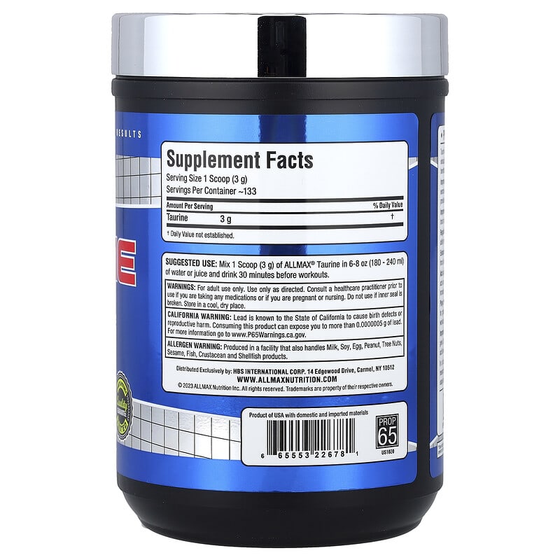 Đánh giá chi tiết Taurine của Allmax Essentials: Bí quyết năng lượng từ thiên nhiên 2 Allmax Essentials Taurine 14.11 oz (400 g)