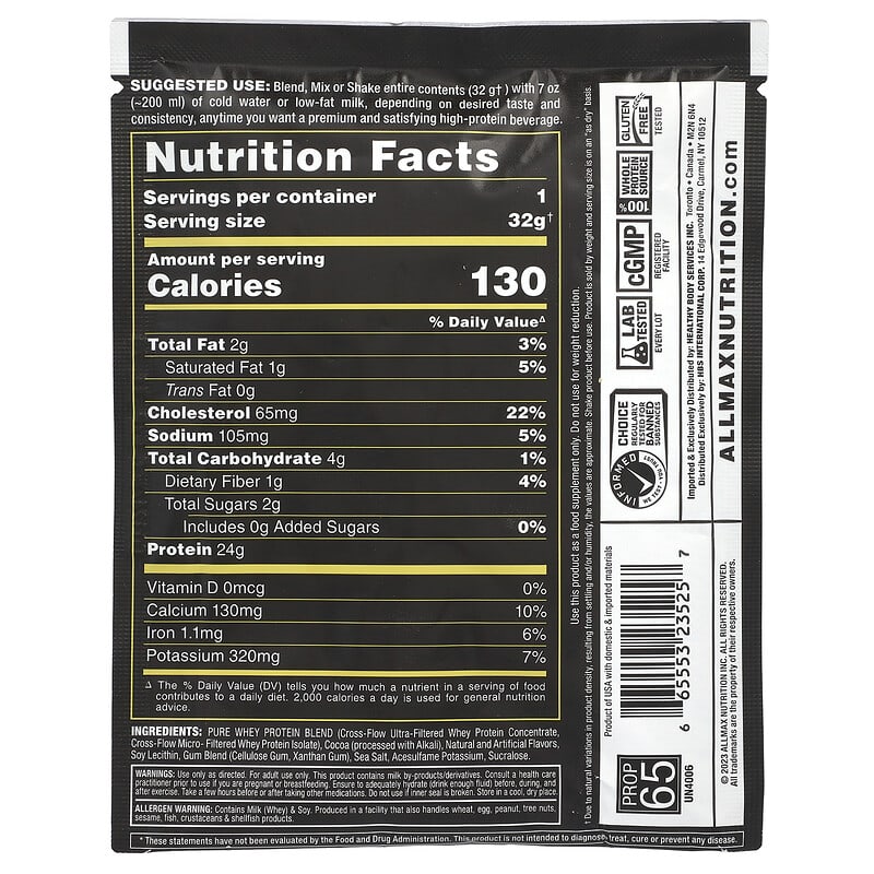 Allmax Gold Allwhey 100 Premium Whey Protein Chocolate 1.13 oz (32 g)