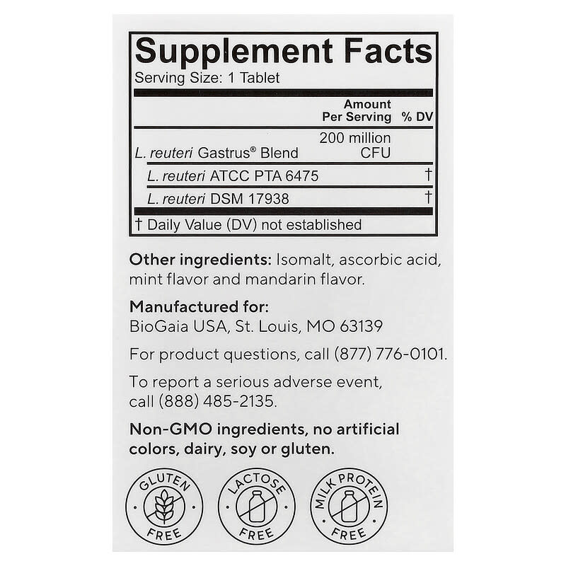 Đánh giá chi tiết Biogaia Gastrus Probiotic Chewables cho hệ tiêu hóa 2 Biogaia Gastrus Probiotic Chewables 30 Chewable Tablets