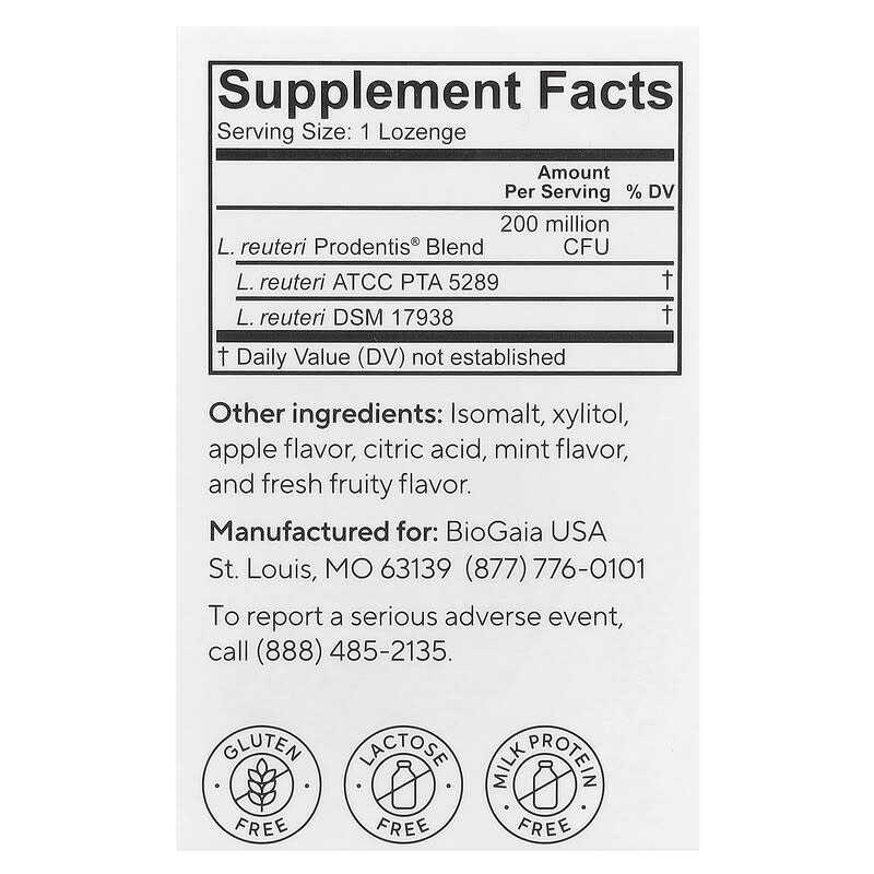 Biogaia Prodentis Oral Health Probiotic Apple 30 Lozenges