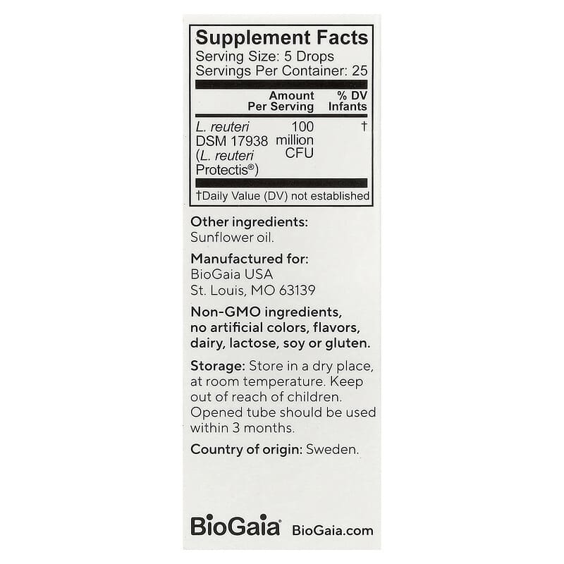 Biogaia Protectis Baby Probiotic Drops, 100 Million CFU, 0.17 fl oz (5 ml)