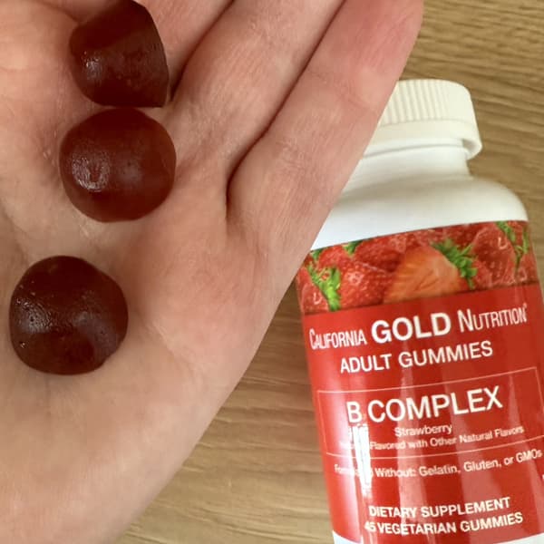 california gold nutrition b complex gummies with vitamins b6 and b12 folate and biotin strawberry 45 vegetarian gummies 2