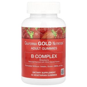 California Gold Nutrition B-Complex Gummies with Vitamins B6 and B12, Folate and Biotin, Strawberry, 45 Vegetarian Gummies