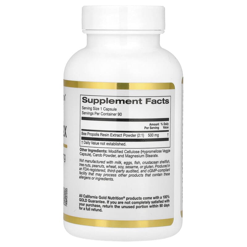 California Gold Nutrition Bee Propolis 2x Concentrated Extract 500 mg, 90 Veggie Caps