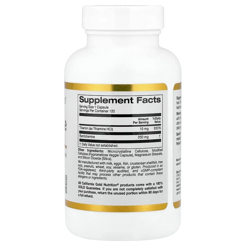 Review Benfotiamine with Thiamine của California Gold Nutrition có tốt không? 2 California Gold Nutrition Benfotiamine with Thiamine 250 mg, 120 Veggie Capsules