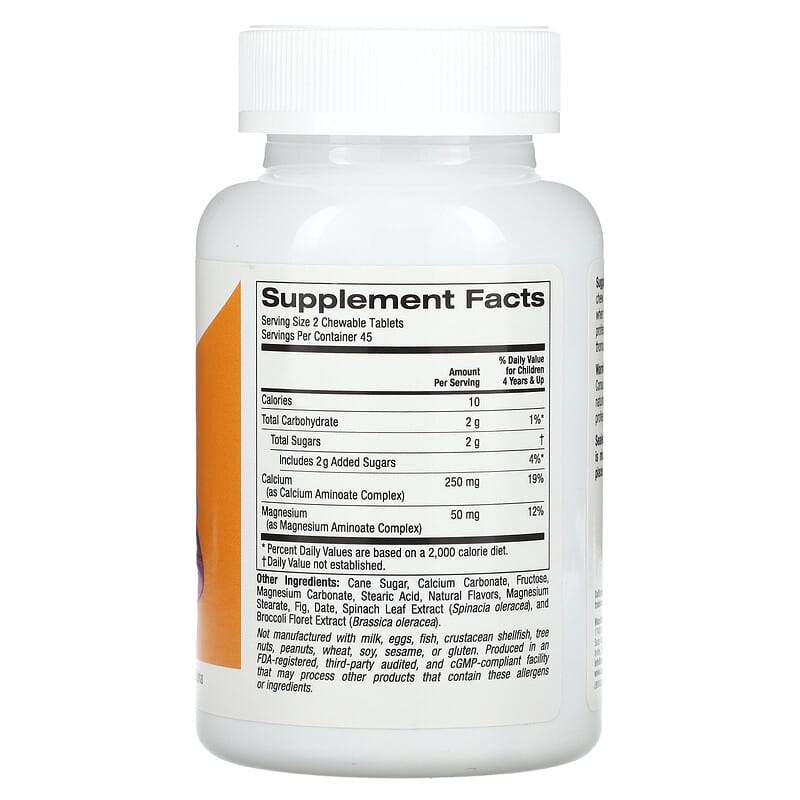 California Gold Nutrition Chewable Calcium with Magnesium for Children, Birthday Cake, 90 Vegetarian Tablets