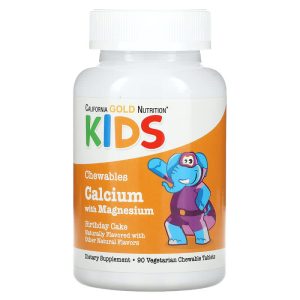 Chewable Calcium with Magnesium for Children, Birthday Cake, 90 Vegetarian Tablets của California Gold Nutrition