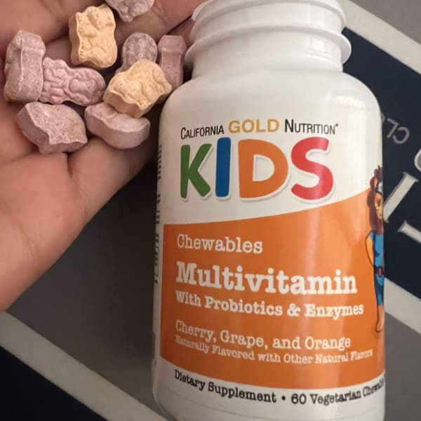 california gold nutrition chewable multivitamins with probiotics enzymes vitamin a and vitamin c for children assorted fruit 60 vegetarian tablets 2
