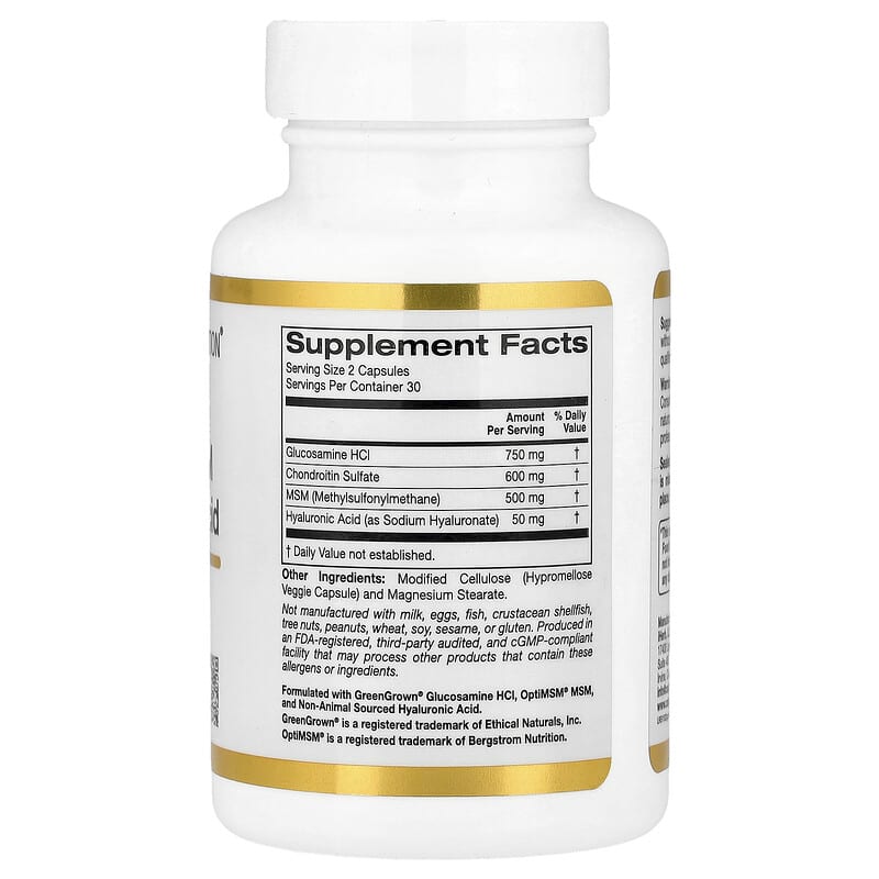 Review California Gold Nutrition Glucosamine Chondroitin MSM Plus Hyaluronic Acid có tốt không? 2 California Gold Nutrition Glucosamine Chondroitin MSM Plus Hyaluronic Acid, 60 Veggie Capsules