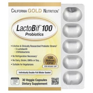 LactoBif 100 Probiotics, 100 Billion CFU, 30 Veggie Capsules của California Gold Nutrition
