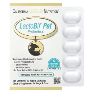 LactoBif Pet Probiotics 5 Billion CFU, 60 Veggie Capsules của California Gold Nutrition