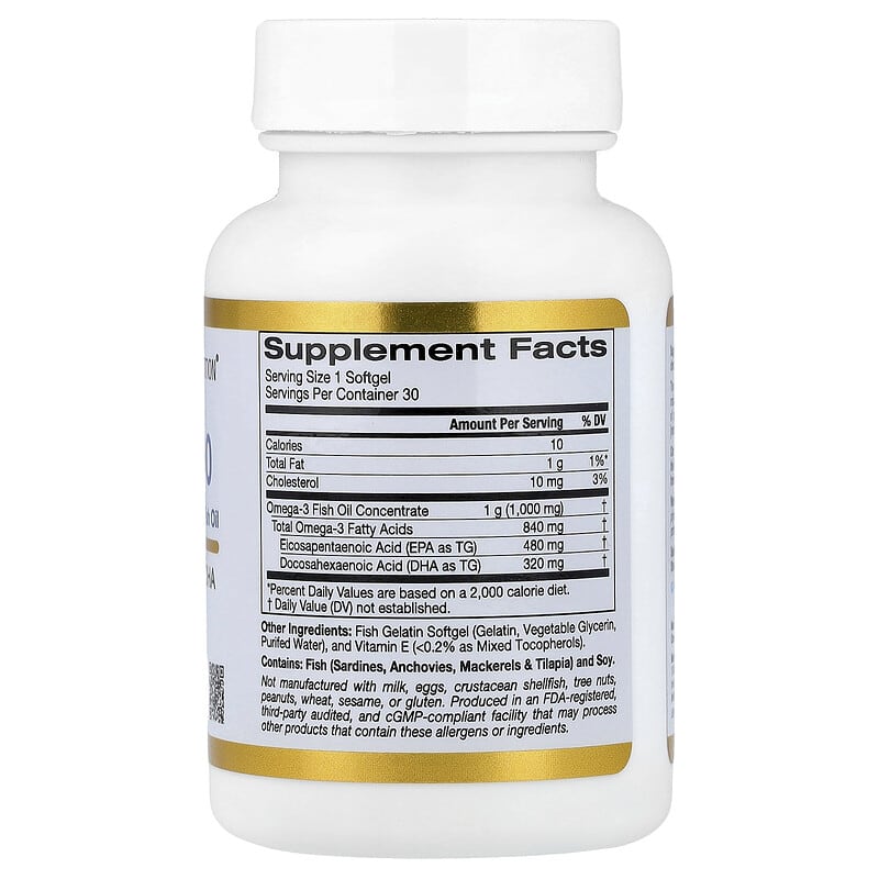 Review California Gold Nutrition Omega-800 có tốt không? 2 California Gold Nutrition Omega-800 Ultra Concentrated Omega-3 Fish Oil, KD-Pur Triglyceride Form, 30 Fish Gelatin Softgels, 1,000 mg per Softgel