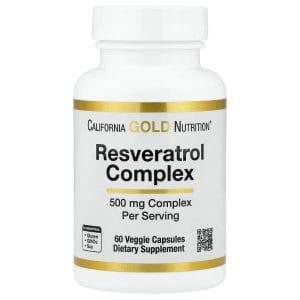 Resveratrol Complex with Grape Seed Extract, Red Wine Extract and Trans-Resveratrol, 60 Veggie Capsules của California Gold Nutrition