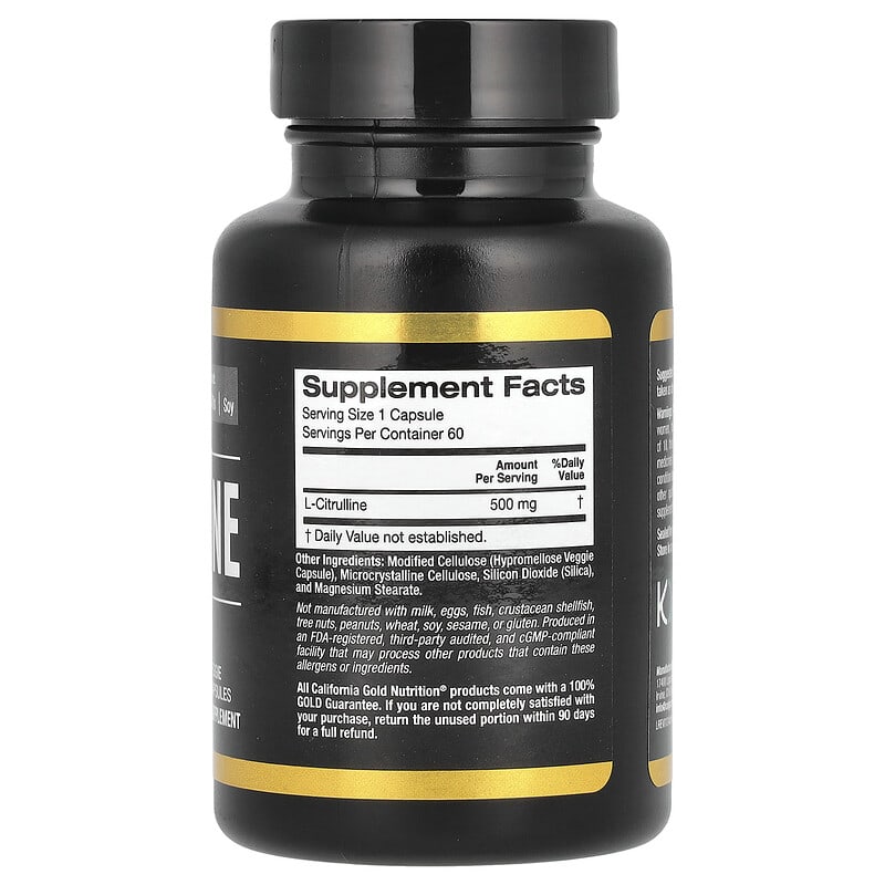 California Gold Nutrition Sport L-Citrulline Kyowa Hakko 500 mg 60 Veggie Capsules