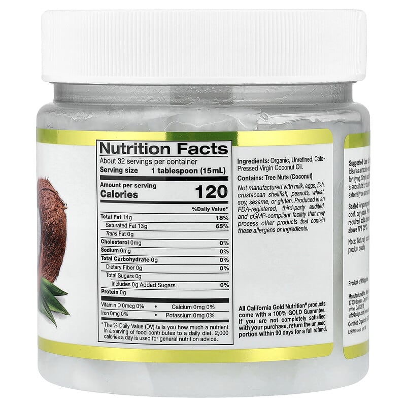 Review Dầu Dừa Nguyên Chất California Gold Nutrition có tốt không? 2 California Gold Nutrition Superfoods Cold Pressed Organic Virgin Coconut Oil 16 fl oz (473 ml)