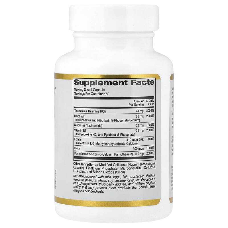 Review Vitamin B Complex của California Gold Nutrition có tốt không? 2 California Gold Nutrition Vitamin B Complex with Folate, Biotin, Pantothenic Acid and Vitamin B6, 60 Veggie Capsules