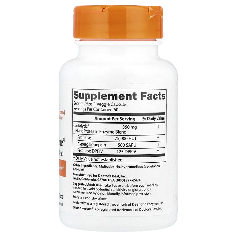 Doctor's Best Gluten Rescue Enzyme Blend, 60 Veggie Caps