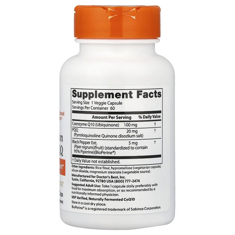 Doctor's Best High Absorption CoQ10 plus PQQ 60 Veggie Caps