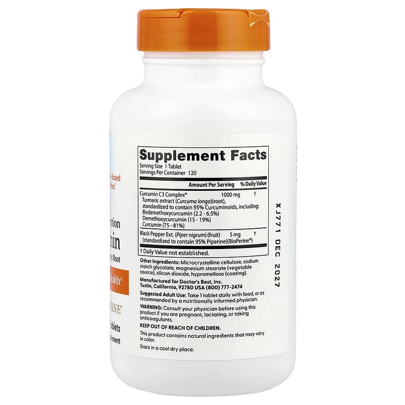 Doctor's Best High Absorption Curcumin 120 Tablets
