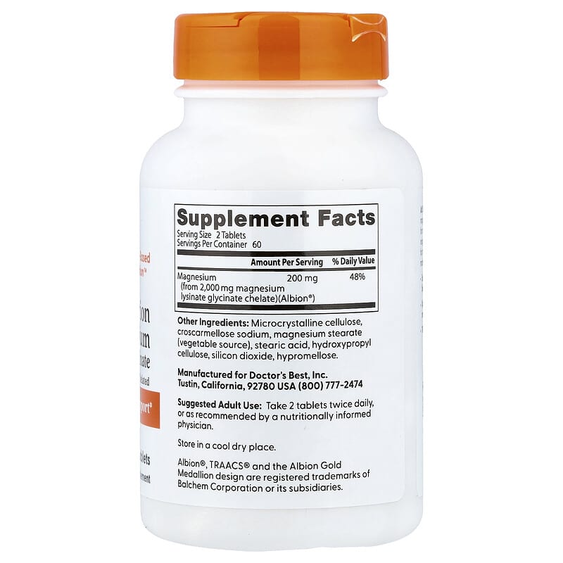 Doctor's Best High Absorption Magnesium 120 Tablets 100 mg per Tablet