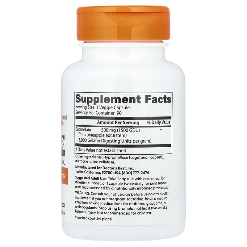 Doctor's Best High Potency Bromelain 500 mg, 90 Veggie Caps