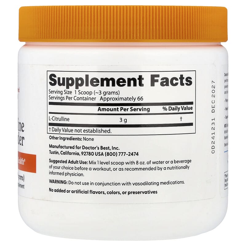 Doctor's Best L-Citrulline Powder 7 oz (200 g)
