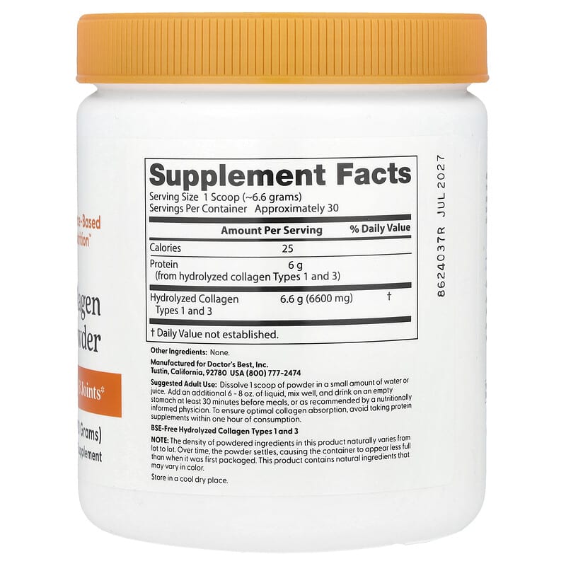 Doctor's Best Pure Collagen Types 1 and 3 Powder 7.1 oz (200 g)