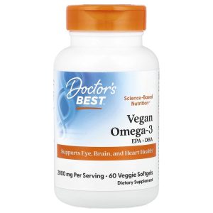 Doctor's Best Vegan Omega-3 EPA & DHA, 60 Veggie Softgels, 1,000 mg per Softgel