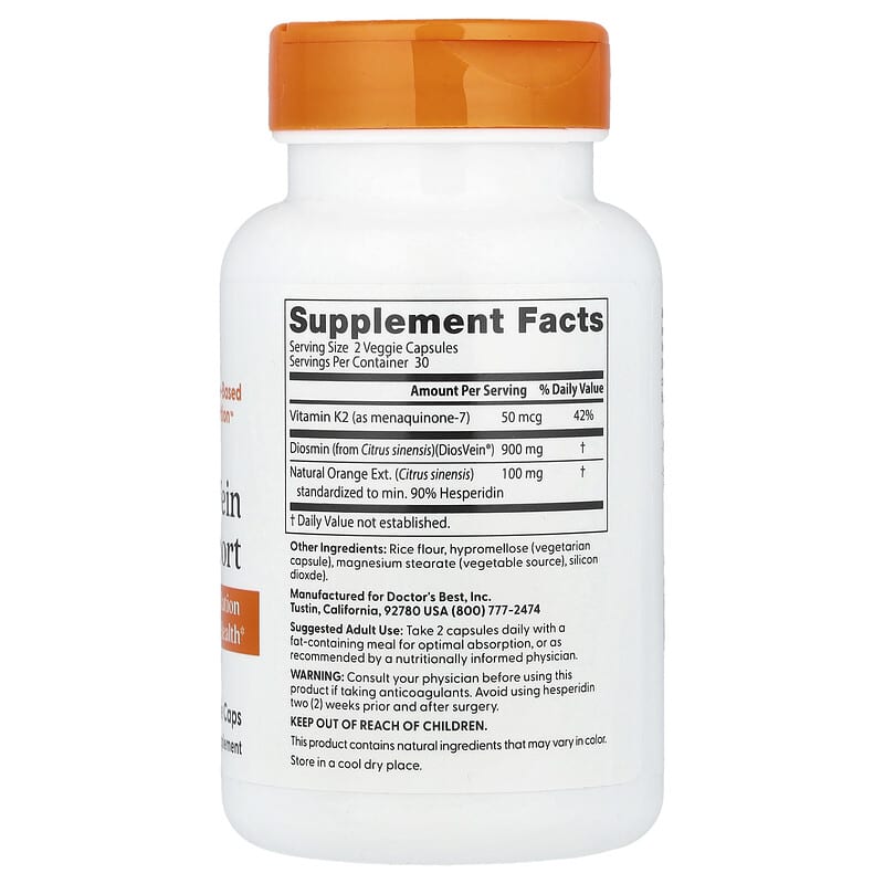 Đánh giá Doctor's Best Vein Support: Giải pháp hỗ trợ tĩnh mạch hiệu quả 2 Doctor's Best Vein Support, 60 Veggie Caps