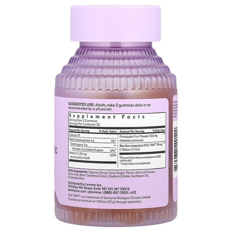 Lemme Purr Vaginal Probiotic Gummies, Pineapple, 60 Gummies