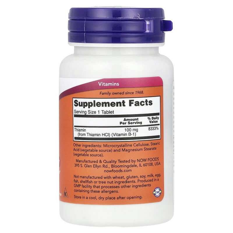 Now Foods, B-1, 100 mg, 100 Tablets