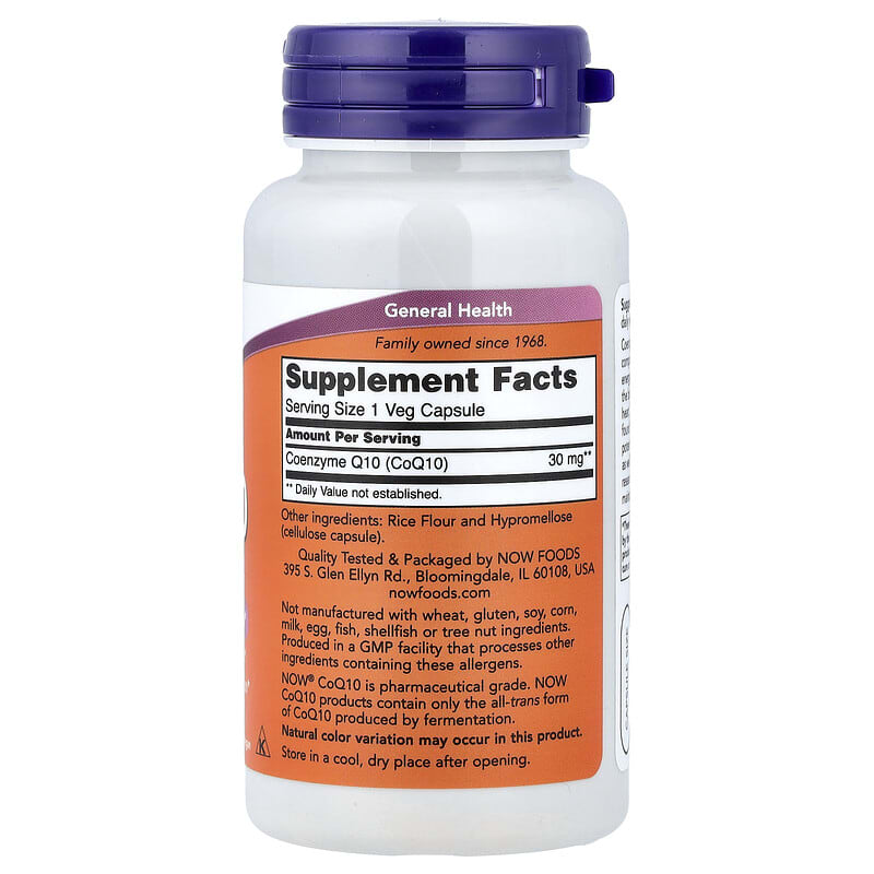 NOW Foods CoQ10 30 mg, 60 Veg Capsules