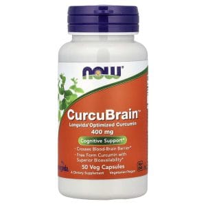 CurcuBrain 400 mg, 50 Veg Capsules của NOW Foods