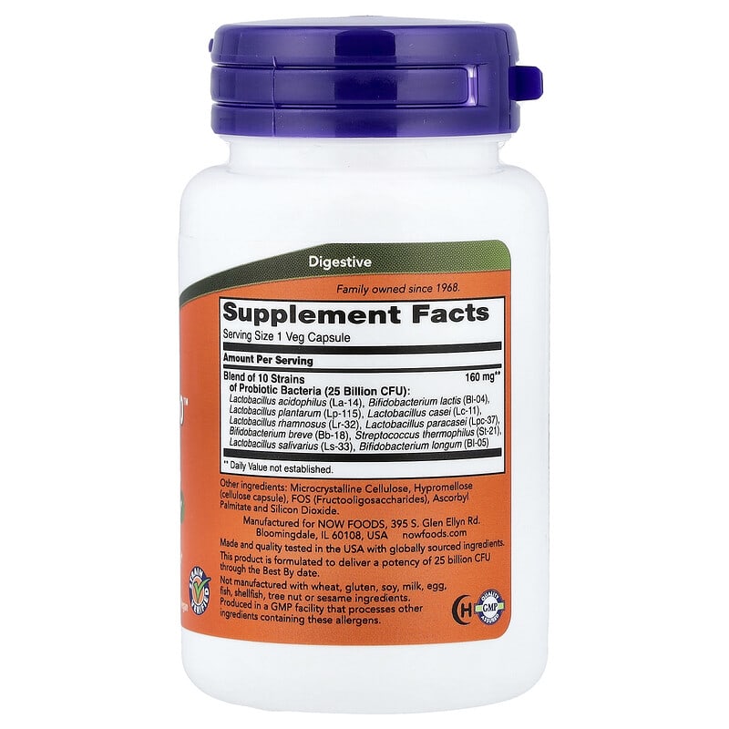 NOW Foods Probiotic-10 25 Billion 50 Veg Capsules